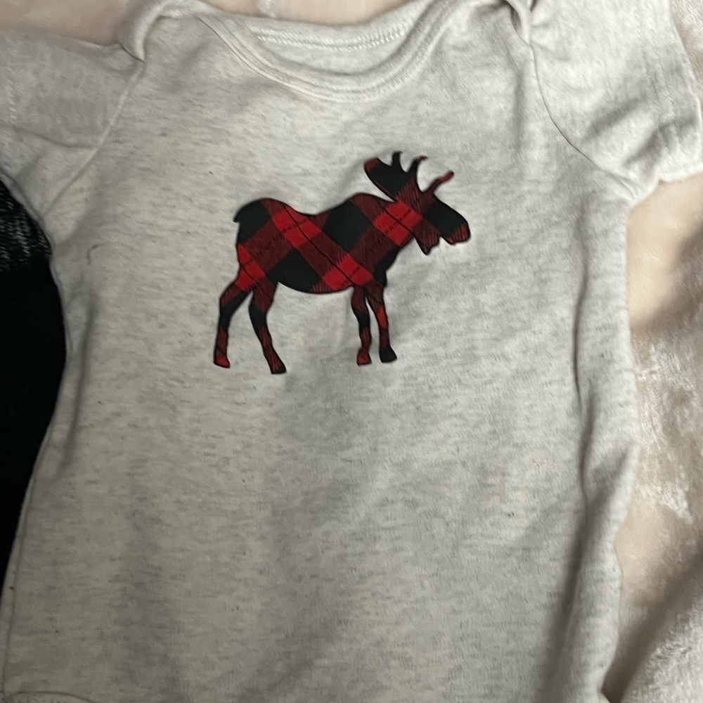 Red Black Plaid Moose Outfit Warm Jacket Pants Onesie Boys 6 months Holiday - Picture 5 of 9